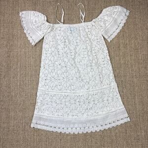 🌊🤍 Solitaire Swim Crochet Lace Cover-Up Dress | Small | White